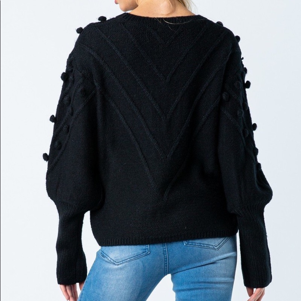 Last 1️⃣ Black Chevron & Pom-Pom Sweater - Picture 5 of 7
